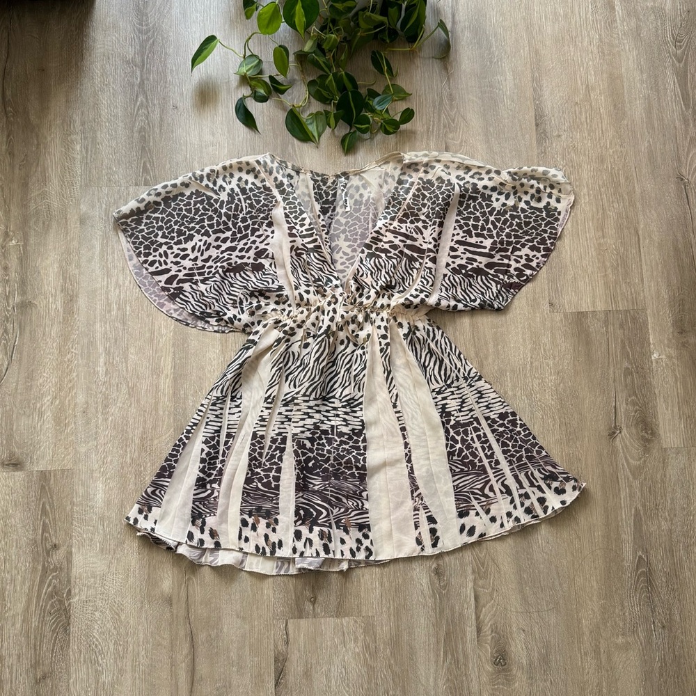 VTG y2k Animal Print Babydoll Top